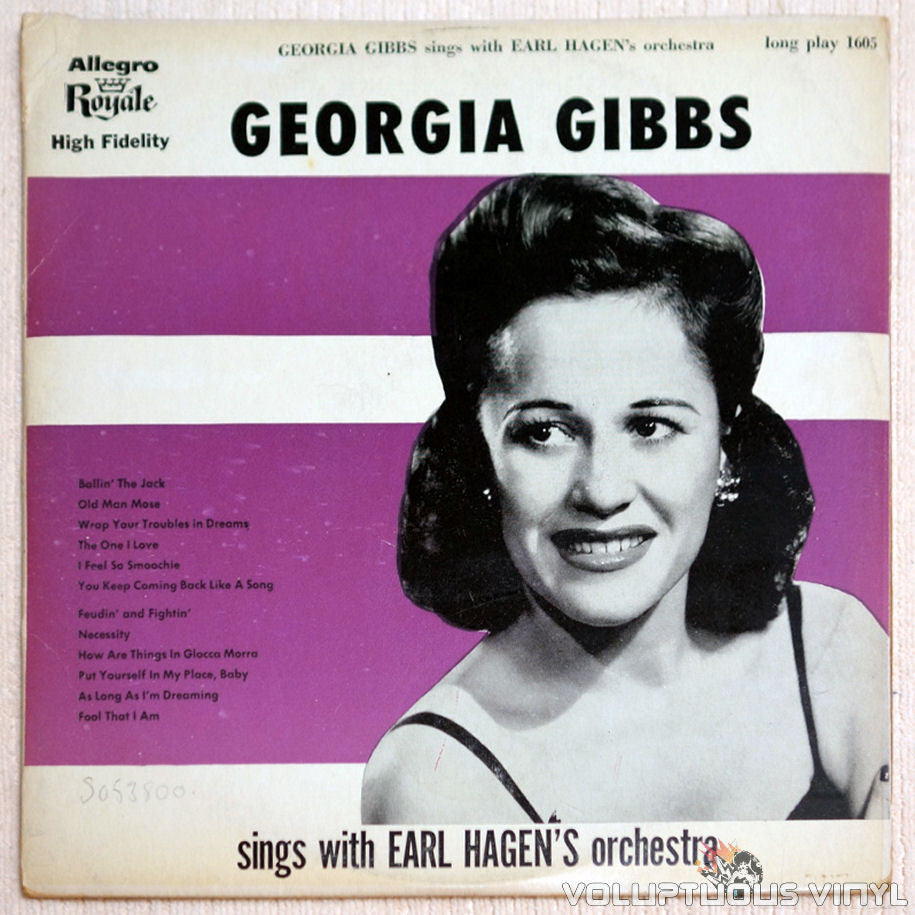 Georgia Gibbs ‎– Sings With Earl Hagen's Orchestra - Vinyl Record - Front Cover