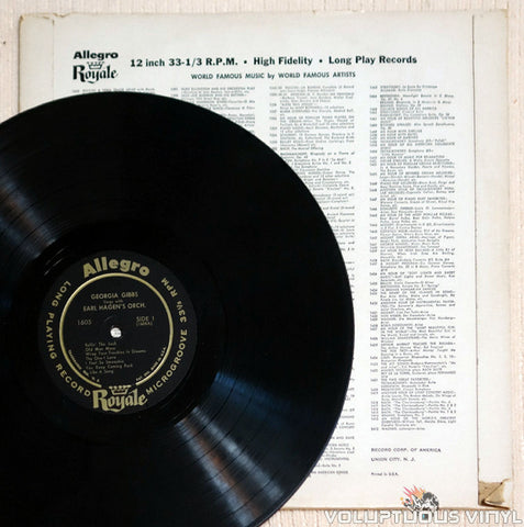 Georgia Gibbs ‎– Sings With Earl Hagen's Orchestra - Vinyl Record