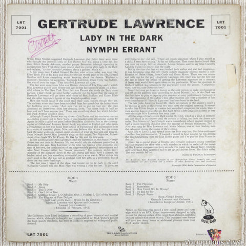 Gertrude Lawrence – Lady In The Dark And Nymph Errant vinyl record back cover