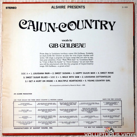 Gib Guilbeau ‎– Cajun Country vinyl record back cover