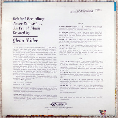 Glenn Miller And His Orchestra ‎– The Original Recordings vinyl record back cover