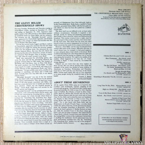 Glenn Miller And His Orchestra ‎– The Chesterfield Broadcasts, Volume 1 vinyl record back cover