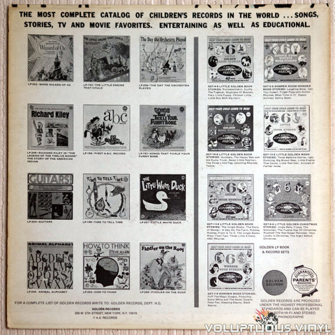 Golden Orchestra And Chorus ‎– Willy Wonka And The Chocolate Factory And Other Sweet Songs - Vinyl Record - Back Cover