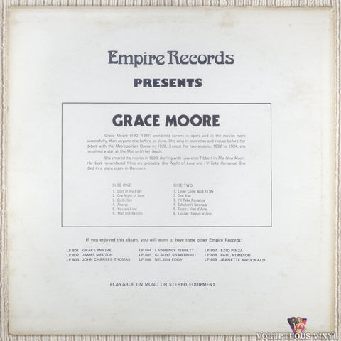 Grace Moore – Grace Moore vinyl record back cover