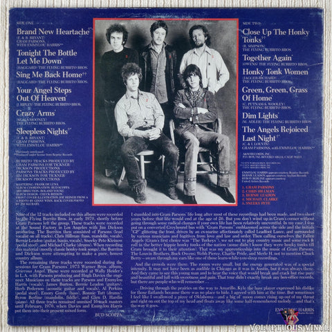Gram Parsons / The Flying Burrito Bros. – Sleepless Nights vinyl record back cover
