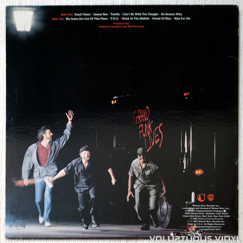 Grand Funk Railroad ‎– Grand Funk Lives vinyl record back cover