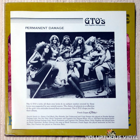 GTO's ‎– Permanent Damage vinyl record booklet