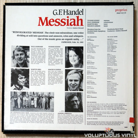 Georg Friedrich Händel, Anders Öhrwall, Stockholm Bach Choir, Sveriges Radios Symfoniorkester ‎– Messiah - A Live Recording vinyl record back cover