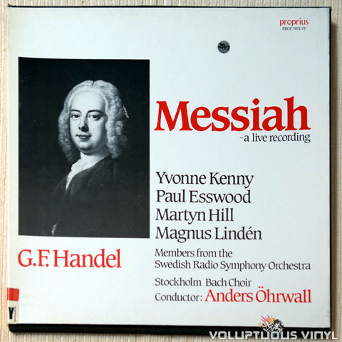 Georg Friedrich Händel, Anders Öhrwall, Stockholm Bach Choir, Sveriges Radios Symfoniorkester ‎– Messiah - A Live Recording vinyl record front cover