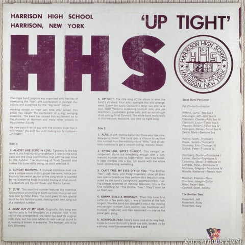 Harrison High School Stage Band ‎– Up-Tight vinyl record back cover