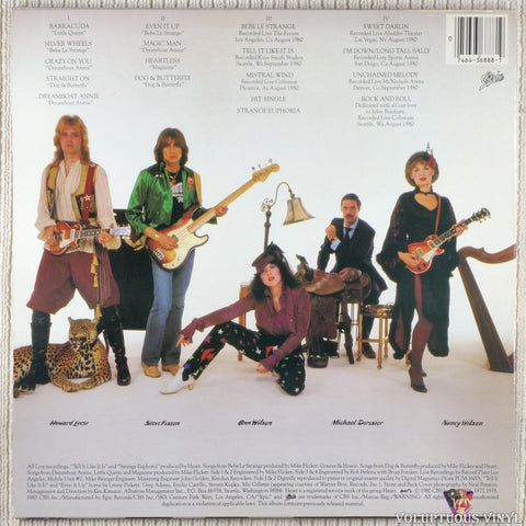 Heart ‎– Greatest Hits / Live vinyl record back cover