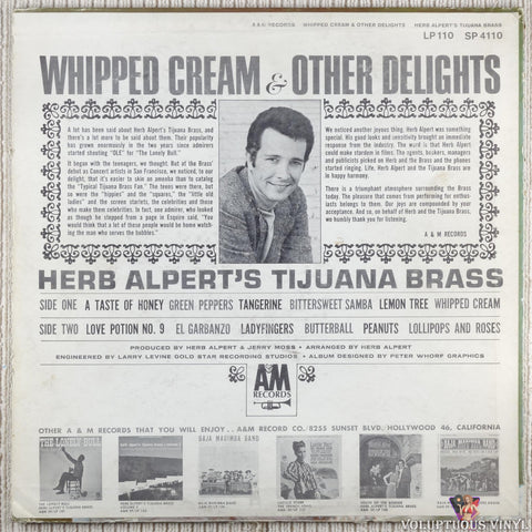 Herb Alpert's Tijuana Brass – Whipped Cream & Other Delights vinyl record back cover