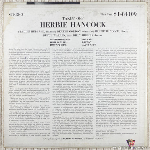 Herbie Hancock – Takin' Off vinyl record back cover