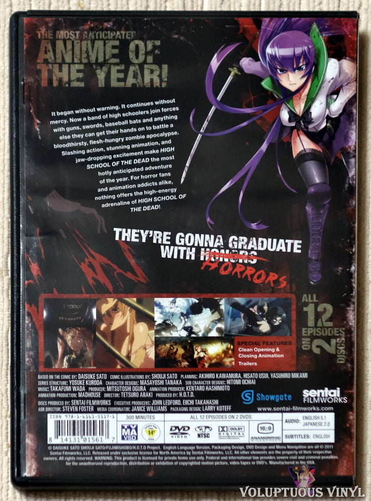 DVD Highschool of the Dead 1-12 End Uncensored 2 disc