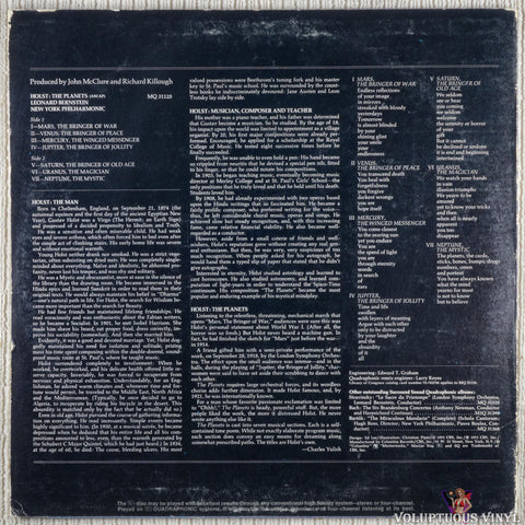 Holst - Leonard Bernstein, New York Philharmonic – The Planets vinyl record back cover
