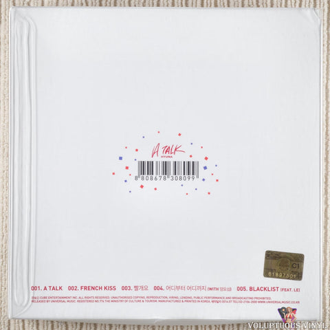 HyunA – A Talk CD back cover
