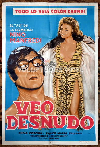 I See Naked [Veo desnudo] (1969) - Argentinean 1-Sheet - Sexy Sylva Koscina Tiger Print Dress