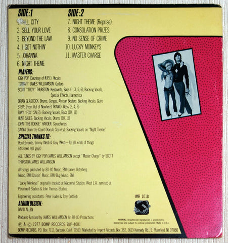 Iggy Pop & James Williamson ‎Kill City Back Cover Vinyl Record