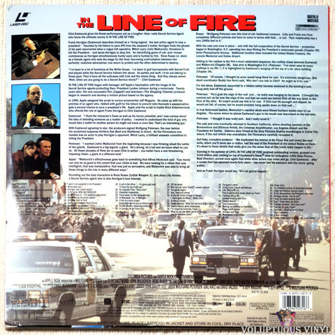 In The Line Of Fire laserdisc back cover