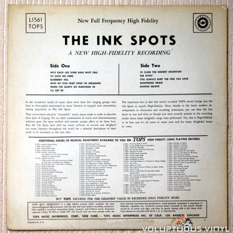 The Ink Spots ‎– The Ink Spots In Hi-Fi - Vinyl Record - Back Cover
