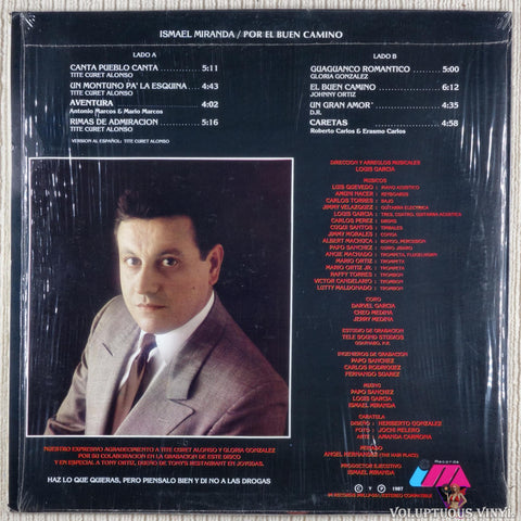 Ismael Miranda – Por El Buen Camino vinyl record back cover