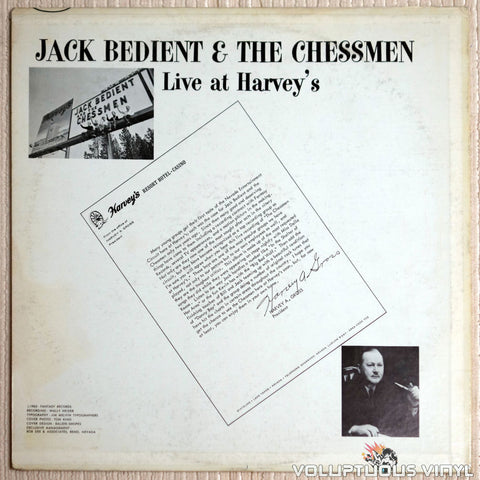 Jack Bedient And The Chessmen ‎– Live At Havey's - Vinyl Record - Back Cover