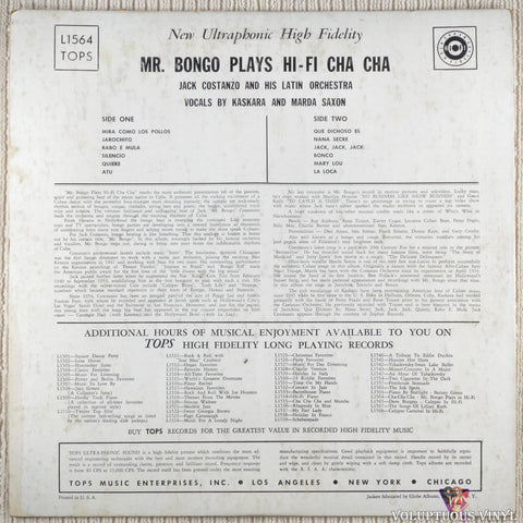 Jack Costanzo And His Latin Orchestra ‎– Mr. Bongo Plays In Hi-Fi Cha Cha Cha vinyl record back cover