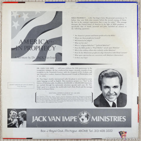 Jack Van Impe ‎– America In Prophecy vinyl record back cover