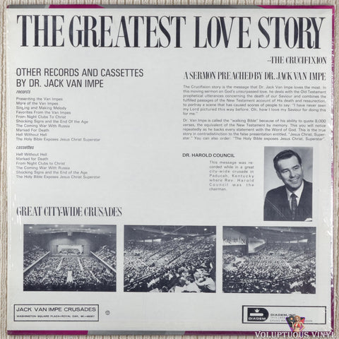 Jack Van Impe ‎– The Greatest Love Story vinyl record back cover