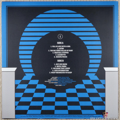 Jack White ‎– Live At The Masonic Temple album I vinyl record back cover