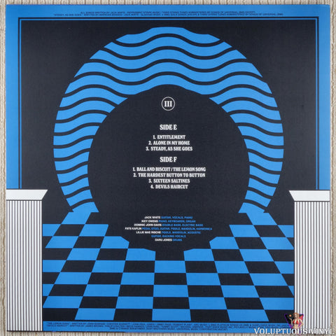 Jack White ‎– Live At The Masonic Temple album III vinyl record back cover