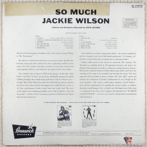 Jackie Wilson – So Much vinyl record back cover