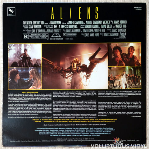 James Horner ‎– Aliens - Vinyl Record - Back Cover