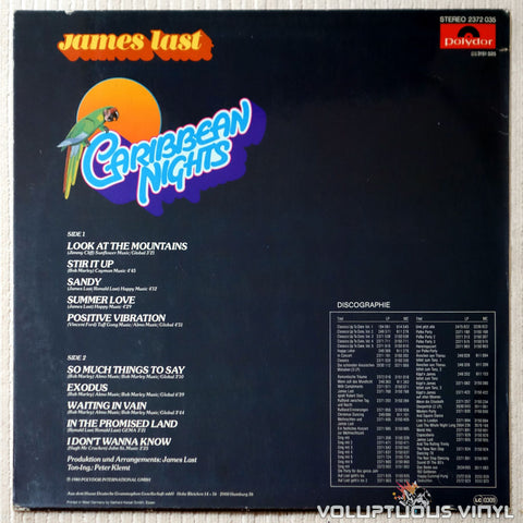 James Last – Caribbean Nights vinyl record back cover