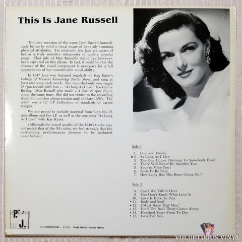 Jane Russell ‎– This Is Jane Russell vinyl record back cover