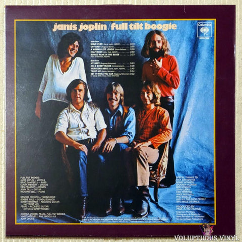 Janis Joplin ‎– Pearl vinyl record back cover