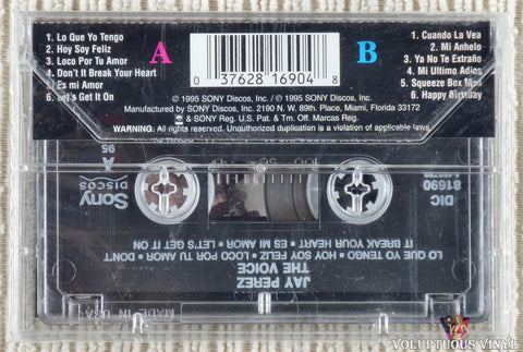 Jay Perez – The Voice cassette tape back cover