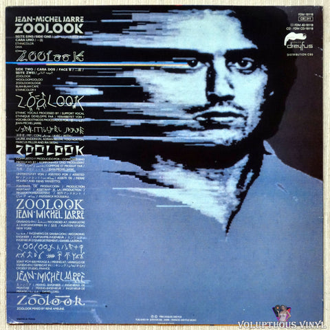 Jean-Michel Jarre ‎– Zoolook vinyl record back cover
