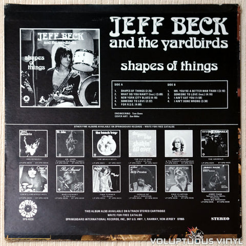 Jeff Beck And The Yardbirds ‎– Shapes Of Things vinyl record back cover