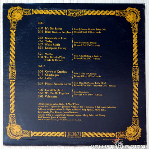 Jefferson Airplane ‎– The Worst Of Jefferson Airplane vinyl record back cover