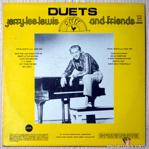 Jerry Lee Lewis And Friends ‎– Duets vinyl record back cover