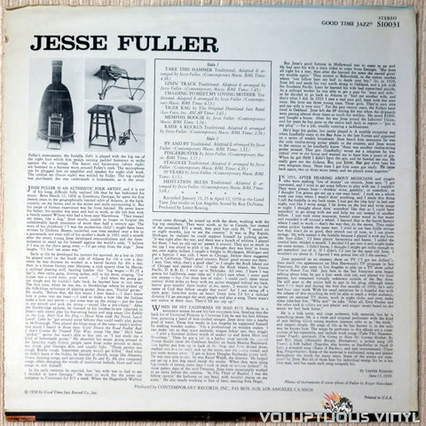 Jesse Fuller ‎– Jazz, Folk Songs, Spirituals & Blues vinyl record back cover