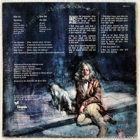 Jethro Tull ‎– Aqualung vinyl record back cover