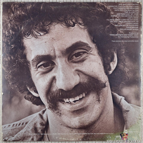 Jim Croce ‎– Photographs & Memories (His Greatest Hits) vinyl record back cover