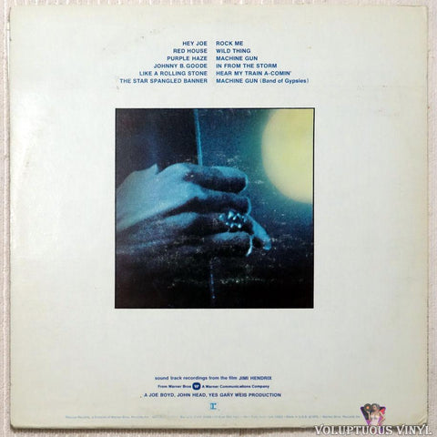 Jimi Hendrix ‎– Sound Track Recordings From The Film Jimi Hendrix vinyl record back cover