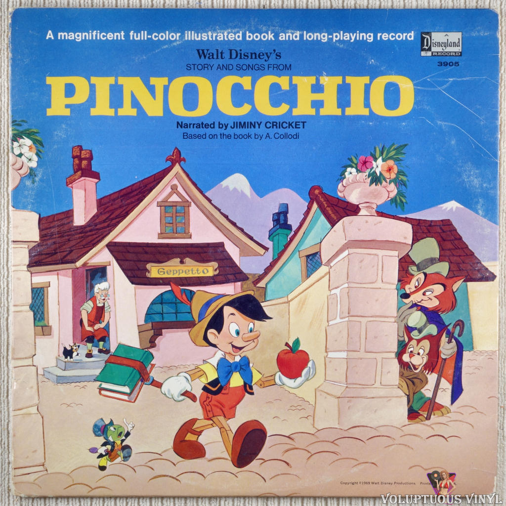 Jiminy Cricket ‎– Walt Disney's Story And Songs From Pinocchio vinyl record front cover