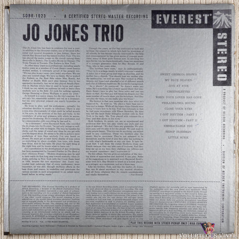 Jo Jones Trio ‎– Jo Jones Trio vinyl record back cover