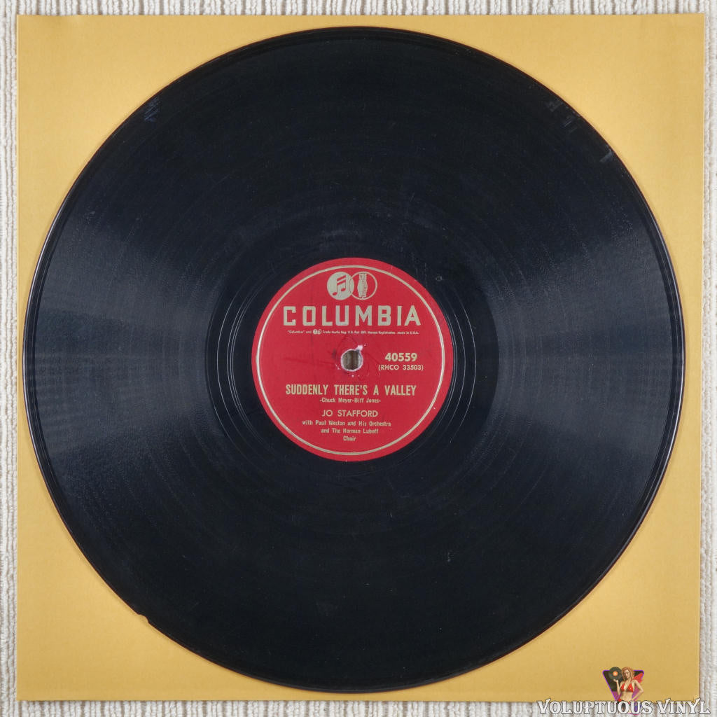 Jo Stafford With Paul Weston And His Orchestra – Suddenly There's A Valley / The Night Watch shellac Side A
