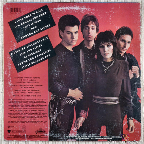 Joan Jett & The Blackhearts – I Love Rock 'N Roll vinyl record back cover