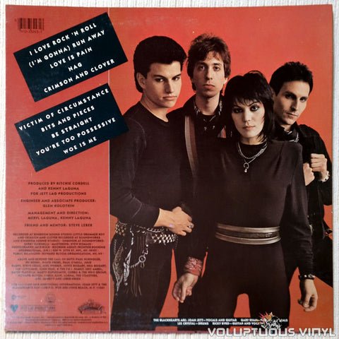 Joan Jett & The Blackhearts ‎– I Love Rock 'N Roll vinyl record back cover